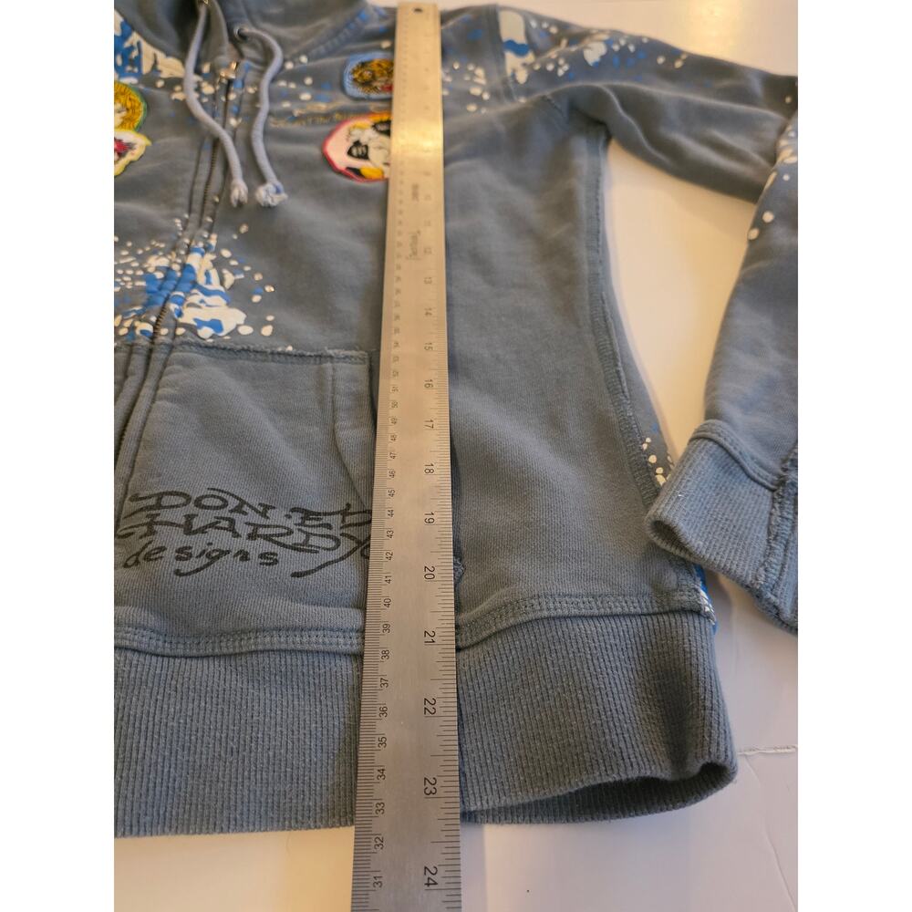 Vintage Women's M Don Ed Hardy Tattoo Zip Hoodie Christian Audigier Y2K Geisha - Picture 14 of 16
